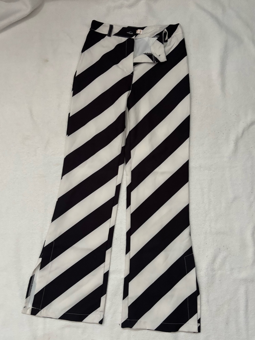 Galita Black & White Diagonal Stripe Wide-Leg Pants
